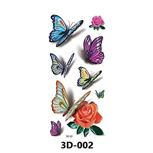 Autocolante temporare 3D temporare fluturi și flori Tatuaje temporare Autocolante colorate Tatuaje temporare pentru femei pentru