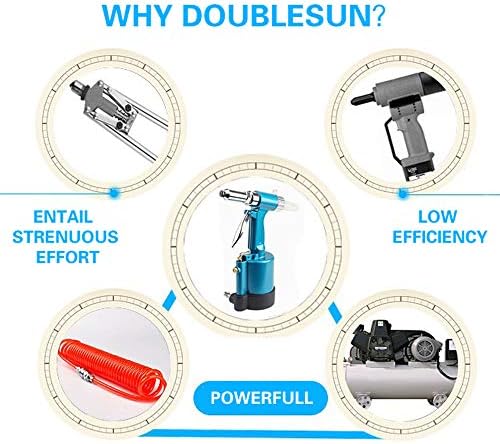 Doublesun Heavy Duty Air Hydraulic Riveter-Profesionist Pop Pneumatic Riveting Gun Tool cu ​​bucăți de nas