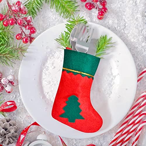 Fushenmu 24 pachet mini ciorapi de Crăciun roșu verde elf de Crăciun ciorapi pentru a -și face șemineu pentru a vă cata de