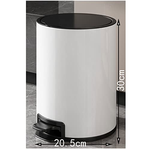 Coș de gunoi Metal 1,6 galoane / 6 litri coș de gunoi rotund cu capac coș de gunoi pentru baie, Cameră de pulbere, Dormitor,