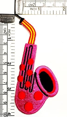 Kleenplus Roz muzical Patch drăguț saxofon instrument muzical desene animate fier pe Patch-uri brodate aplicatiile coase pe