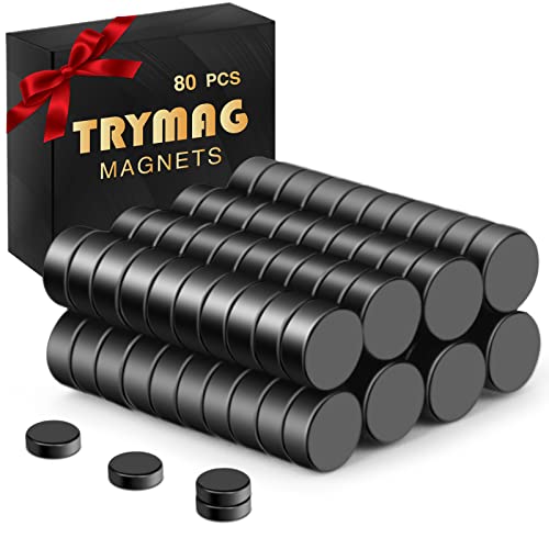Trymag 50pcs 15 x 2mm magneți neodim pachet cu 80Pcs 4x2mm mici magneți Negru frigider