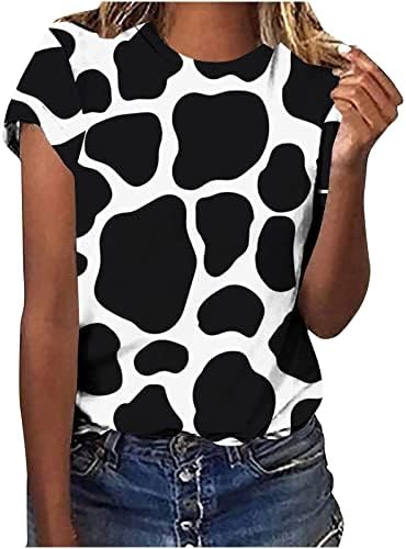 Tricou cu bluză pentru femei scurte 1/2 mânecă pentru bumbac bumbac fluture marmură leopard imprimat grafic brunch simplu tee
