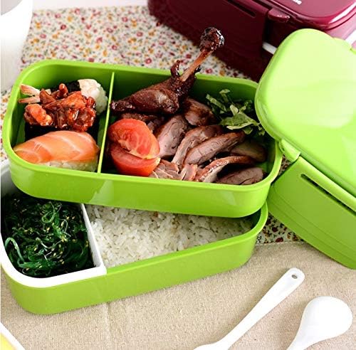 Lkyboa 1410ml cutie de prânz din plastic cu strat dublu de mare capacitate 12: 00 cuptor cu microunde Bento Box Lunchbox BPA
