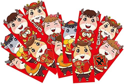 PRETYZOOM 12buc 2021 Festivalul chinezesc de primăvară Geantă de bani roșii Anul Nou plicuri norocoase Plicuri de bani norocoase