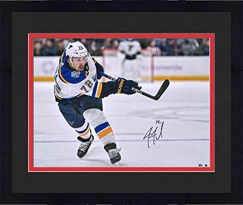 Încadrat Justin Faulk St. Louis Blues Autographed 16 x 20 Fotografie de tricou alb - Fotografii autografate NHL
