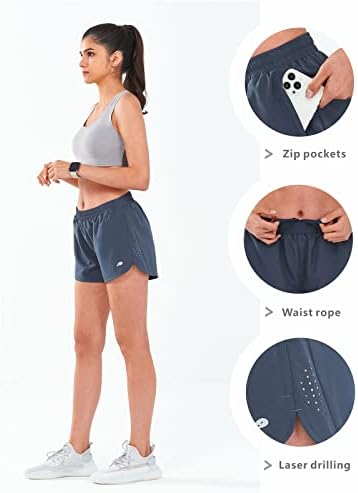 Allzero pentru femei care rulează pantaloni scurți de atletism 3 Pantaloni scurți de antrenament uscat rapid, pantaloni scurți