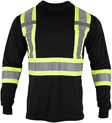 Tricou de siguranță Vendace Reflector Visibilitate ridicată 3 pachete Hi Vis Cămașă de lucru cu mânecă lungă pentru construcție