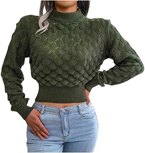 Pulovere de cultură pentru femei Turtleneck cu mânecă lungă cu mânecă lungă tricotat pulover pulover topuri solide tricotaje casual