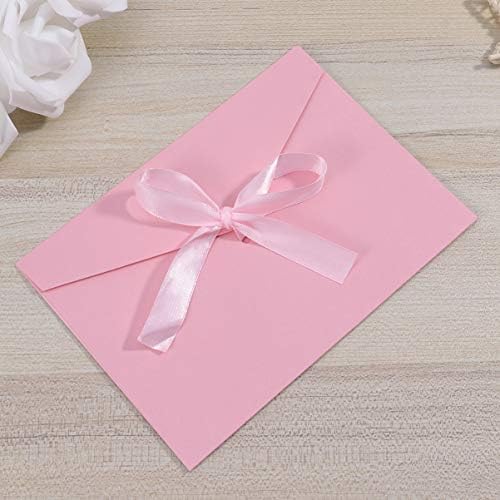 Amosfun 10buc invitatie plicuri cu panglică arc Vintage Retro felicitare plicuri pentru nunta ziua de nastere Absolvire Baby Shower 17.512.5 cm