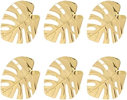Bitray Sapkin Rings Gold Leaf Suport de șervețel inele de mese Inel de masă pentru nuntă, sărbători, decor pentru cină -6pcs