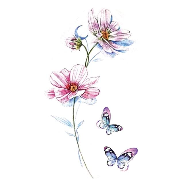 5 foi de flori fluture tatuaje temporare autocolante manual arta corp impermeabil tatuaje false flori femei fete tatuaj