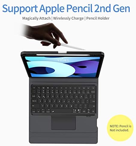 Carcasă de tastatură Bokeer pentru iPad Pro 11 a 3 -a generație 2021, compatibilă cu iPad Air 4 / iPad Pro 11 2018 și 2020, carcasă de protecție cu șoc cu șocuri cu trezire automată / somn, suport încărcare wireless pentru creion Apple