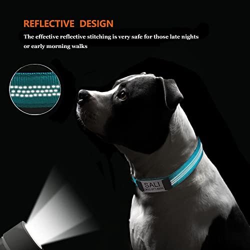 Gulere de câini personalizate, guler de câine reflectorizant personalizat cu placă de nume silențios, guler de câine din nylon