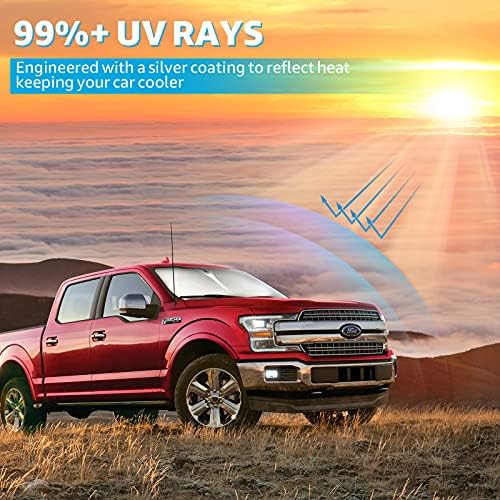Proadsy Front Windshield Sunshade Foldable Sun Shade Protector Custom Fit 2015-2020 Ford F-150 F150 Lariat, King Ranch, Platinum,