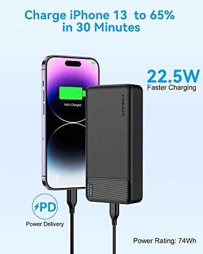 Asperx [PD 22.5W 20000MAH și 5V 3A 15000MAH] [Încărcare rapidă] Portable Charger Power Bank [1 Type-C 2 USB O ieșire] Baterie externă pentru iPhone 14/13 Samsung AirPods și multe altele