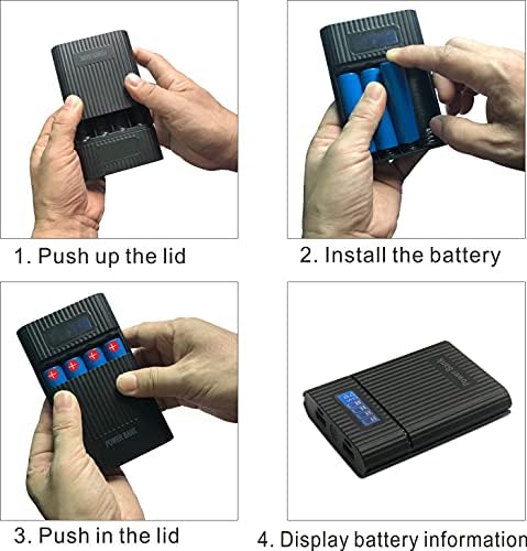 Carcasă încărcător de baterii, cutie portabilă de bricolaj cu ecran LCD 2 Ieșire USB, Intrare micro și de tip C, încărcător inteligent pentru bateria reîncărcabilă de 3,7 V-ion