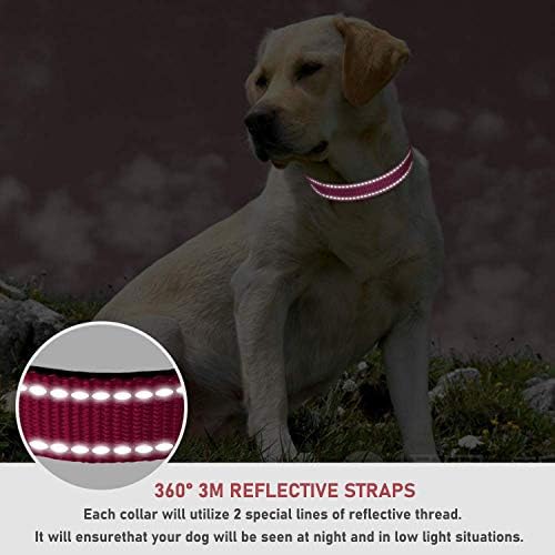 Guler reflectorizant pentru câini cu cataramă gulere reglabile din nailon de siguranță pentru câini mici mijlocii mari, Hotpink