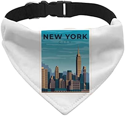 Guler de bandana pentru animale de companie din New York - guler de eșarfă de design text - Cityscape Dog Bandana - L