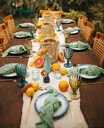 Șervețele de cheesecloth cu gauze set de 42, 20 x 20 inch salvie verzi rustice boho cină șervețele de cină ridate rustice șervețele de masă decorative pentru nuntă, cină, uz de zi cu zi/petreceri de zi cu zi