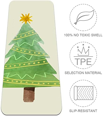 Covor de yoga de 6 mm în plus, arbore de Crăciun cu coaste galbene-01 Imprimați Eco-Friendly Exercițiu TPE Covoraș Pilates