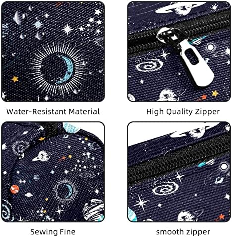Galaxy Space Stars planete cu rachete creion caz de papetărie cu papetă pouchie cu fermoar geantă de machiaj pentru machiaj
