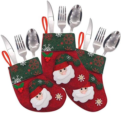 Ivenf Crăciun mini ciorapi, 24 de calculatoare 6,25 inci Felt cu 3d Santa Snowman Reindeer, Card cadou Suport de argint, delicioase