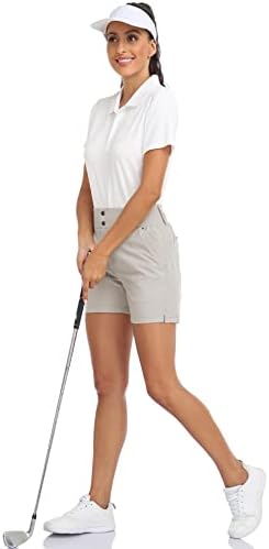 Pantaloni scurți de drumeție pentru femei de golf pentru femei Pantaloni scurți uscați rapid de 5 inci cu talie înaltă cu buzunare