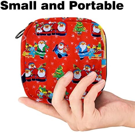 Geanta de depozitare a șervețelului sanitar, geanta cu pachete, pungă, geantă mică de machiaj, Crăciun Moș Crăciun Claus