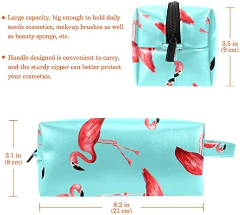 Geantă cosmetică tbouobt pentru femei, pungi de machiaj Cadou de călătorie cu toaletă, Flamingos roșii păsări tropicale
