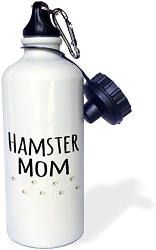 3Drose hamster mamă pentru feminină proprietari de animale de companie cu traseu de amprente sticla de apă sportivă, 21 oz, alb