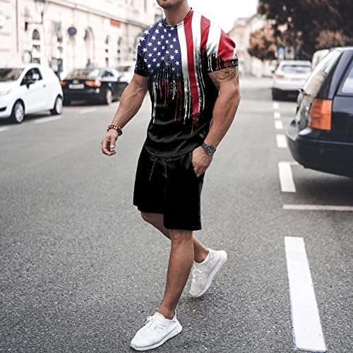 Pantaloni scurți de vară pentru bărbați setizează Ziua Independenței Tricou cu mâneci scurte Patriotice și pantaloni scurți