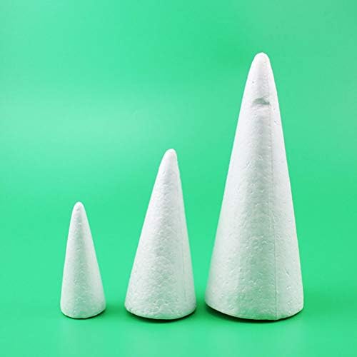 Amosfun 2pcs White Foam Cones Arts and Crafts Cone Shaped Foams Craft  Projects Christmas Tree Table Centerpiece Cone Decor