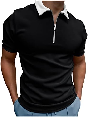 XXVR MENS ZIPPER MOLOL Tricouri Polo Summer cu mânecă scurtă Culoare Blaturi colorate pentru muncă Slim Fit Casual Golf Tops