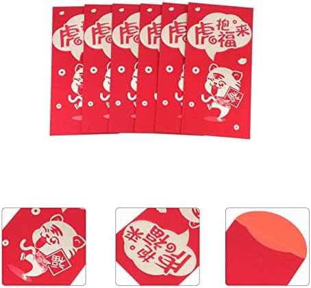 ABOOFAN 6buc 2022 Anul Nou plicuri roșii desene animate Anul Tigrului pachete de bani chinezi Plicuri Festivalul de primăvară