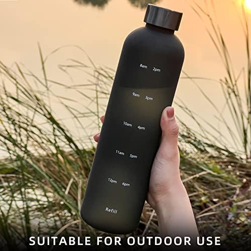 Zuwozu 32 oz sticlă cu apă limpede cu marcaj de timp motivațional sticla de apă din plastic cu timp pentru a bea scurgere dovadă reutilizabilă BPA plastic înghețat pentru sală și sport