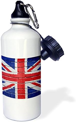 3DROSE Marea Britanie Marea Britanie Marea Britanie Britanică Steagul pe peretele de cărămidă Country National Sports Water Bottle, 21 oz, Alb