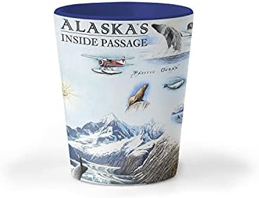 Xplorer Maps Alaska Inside Passage Map Ceramic Shot Glass, BPA-gratuit - pentru birou, acasă, Cadou , Petrecere-durabil și conține lichid de 1,5 oz