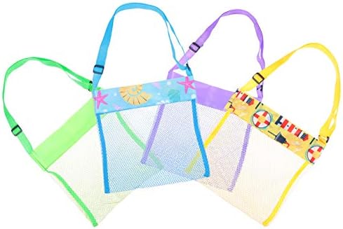 TOYANDONA Travel Tote Bag 4buc plasă Plaja saci cu bretele reglabile transportă portabile Plaja Jucarii Shell saci pentru copii