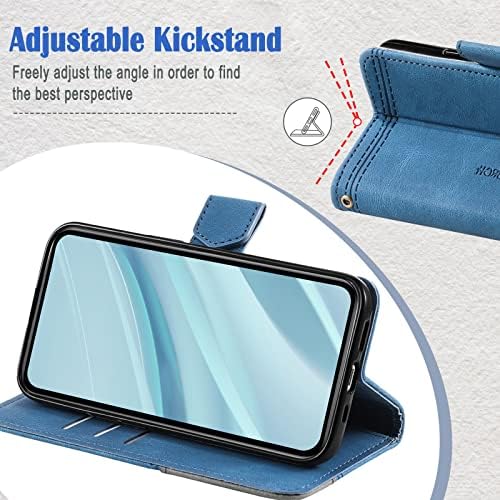 Husă KKEIKO pentru Galaxy A32 5G, Husă portofel pentru Samsung Galaxy A32 5G, Husă magnetică din piele PU cu bara de protecție interioară rezistentă la șocuri TPU, Albastru