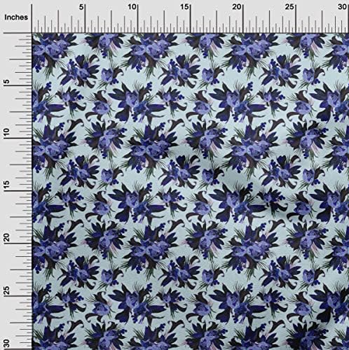 oneOone Rayon Aqua Blue Fabric Floral Craft proiect Decor Fabric Print de curte 56 inch Wide-8286