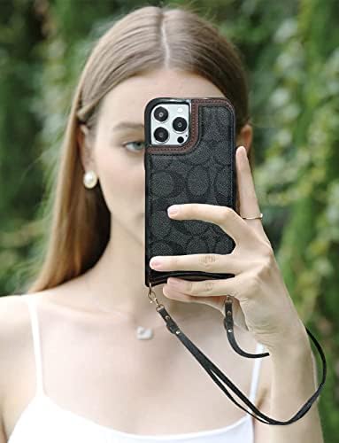 Xgmky lux portofel caz pentru Designer iPhone 14 Pro Max caz pentru femei, Piele Clasic model Protector Flip Folio acoperi