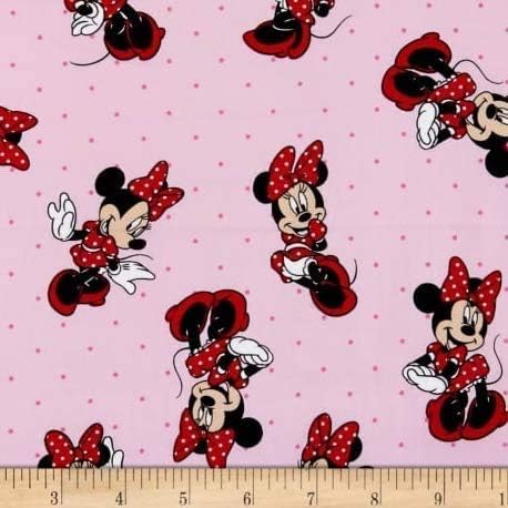 1 curte - Minnie Mouse iubește rochiile pe țesătură de bumbac roz 1 curte x 44