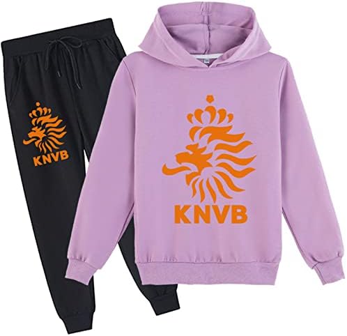 Onotec Kids Royal Royal Dutch Football Association Hoodie-Novelty Casual cu mânecă lungă și Pantaloni de jogging Pregătire