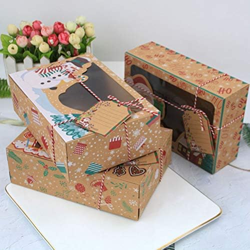 SOIMISS 6pcs Kraft hârtie cutii Crăciun bomboane depozitare cutii PVC fereastra Biscuit cutii