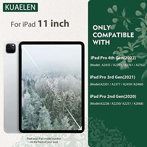 Kuaelen iPad Pro 11 Inch Case 4/3/2nd/1 Generation 2022/2021/2020/2018 Bundle gri deschis cu nou generație de broderie iPad