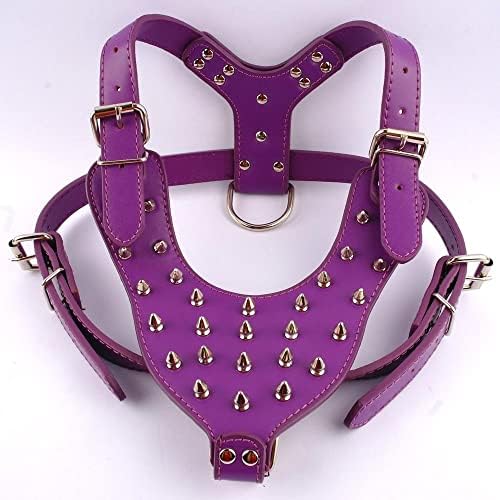 Gretd Purple reglabil cu vârful cu vârf cu vârf de piele cu guler cu guler pentru câine mare pentru câini mari Pitbull Boxer