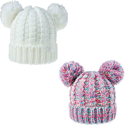 Urban Virgin Fetei Copii Copii Pălării pentru copii Coddler Beanies tricot cablu Pom Pom Urechile de iarnă Pai de iarnă pentru fete 1-5 ani