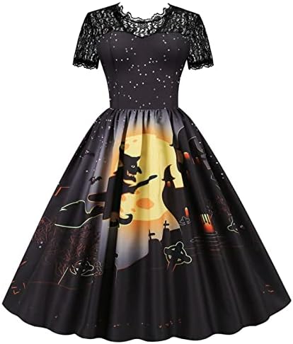 Rochii QtthZZr pentru femei 2023 invitat de nuntă, rochie elegantă Rochii de seară supradimensionate Cu mânecă scurtă de Halloween