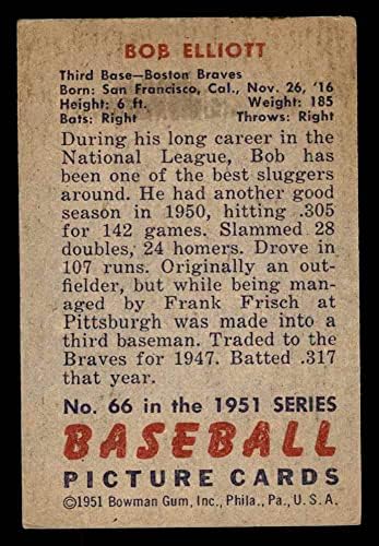 1951 Bowman 66 Bob Elliott Boston Braves VG/Ex Braves